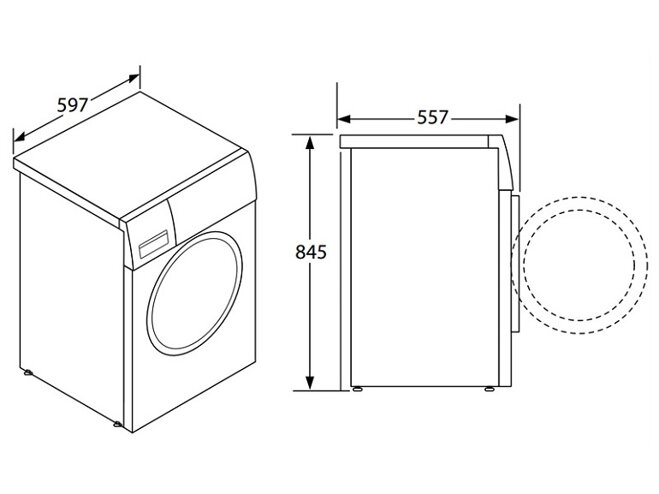 Kích thước của máy giặt 9kg Hafele HW-F60A 539.96.140