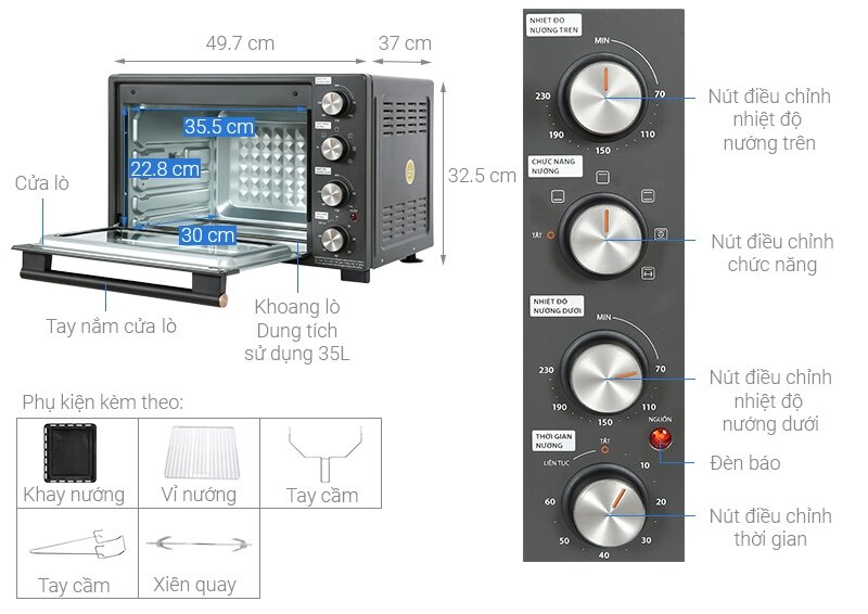 Toshiba TL-MC35Z 35 lít chiếc lò nướng nhỏ gọn, công suất lớn