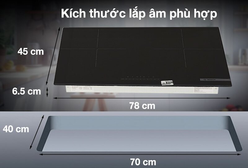 Kích thước lắp đặt bếp từ đôi Bosch PPI8256EVN