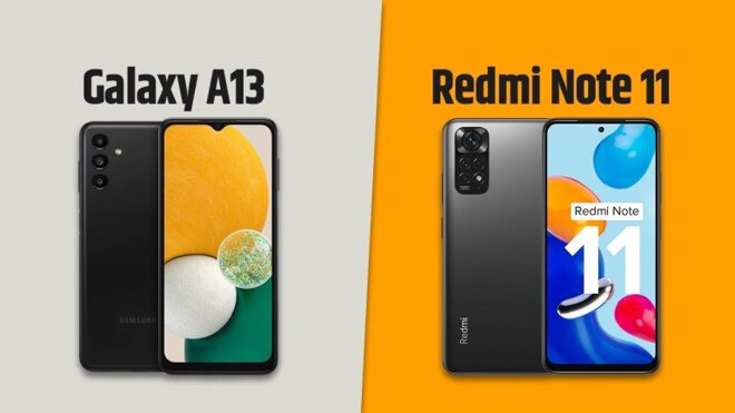 so sánh xiaomi redmi note 11 và samsung galaxy A13 thiết kế