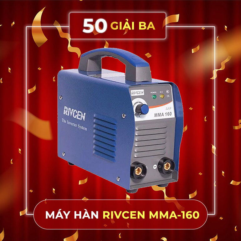 Máy hàn MMA-160 còn được trang bị kèm theo 1 bộ kìm hàn Kiểu Mỹ 300A và 1 bộ kẹp mát 300A, mỗi bộ gồm 2.5m cáp đồng.