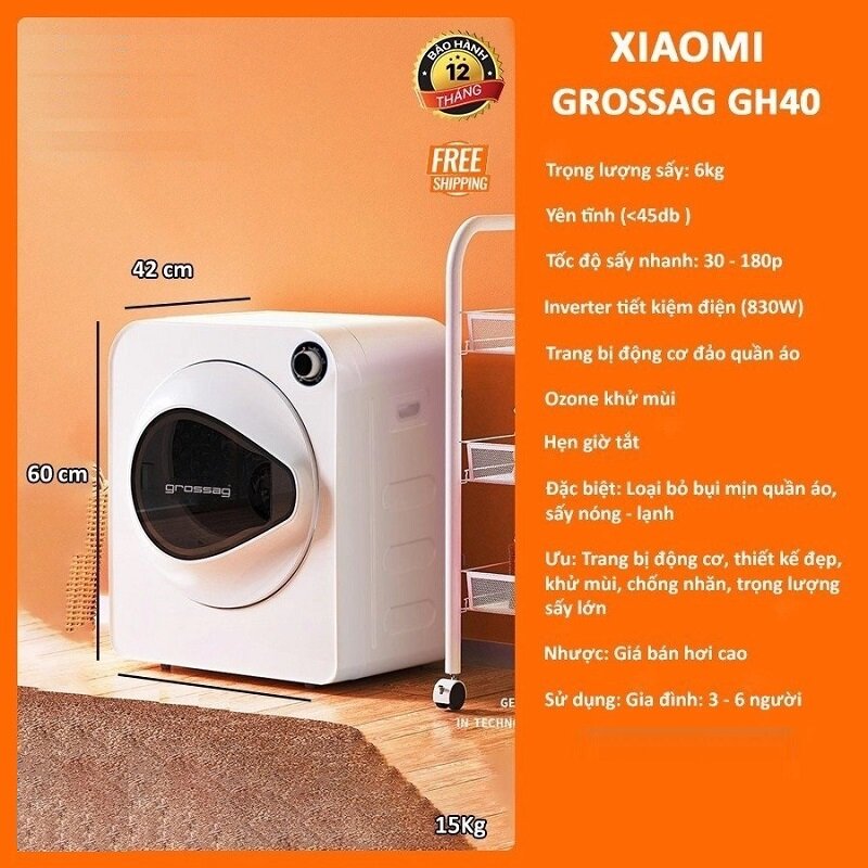 Gợi ý 3 máy sấy quần áo Xiaomi Grossag nhỏ gọn, giá lại