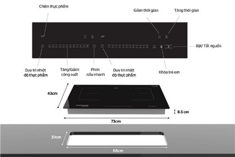 Bếp từ âm 2 vùng nấu Sunhouse MaMa MMB-01I