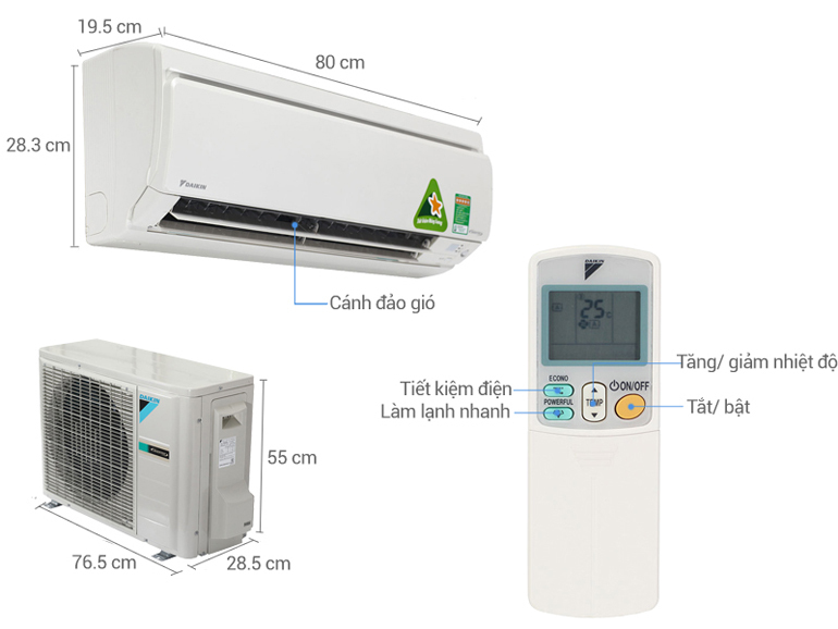 điều hòa đaikin 2 chiều 9000btu