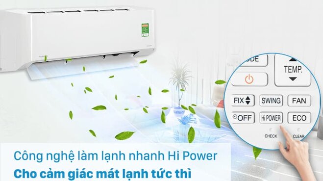 Điều hòa inverter Toshiba RAS-H13E2KCVG-V làm lạnh nhanh chóng với chế độ Hi Power