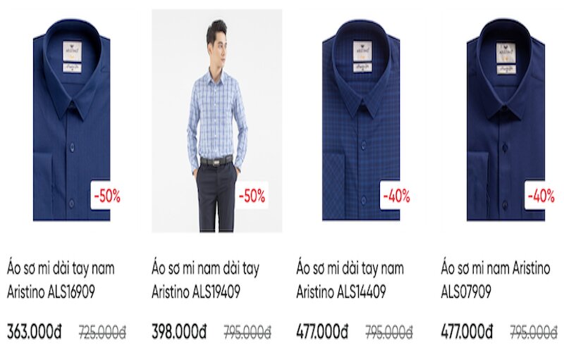 Áo sơ mi tay dài Aristino đang được giảm tới 50%