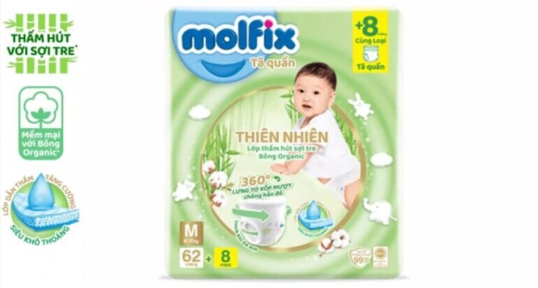 Tã quần Molfix size Super Jumbo M62 - Giá tham khảo: 305.000 vnd/bịch