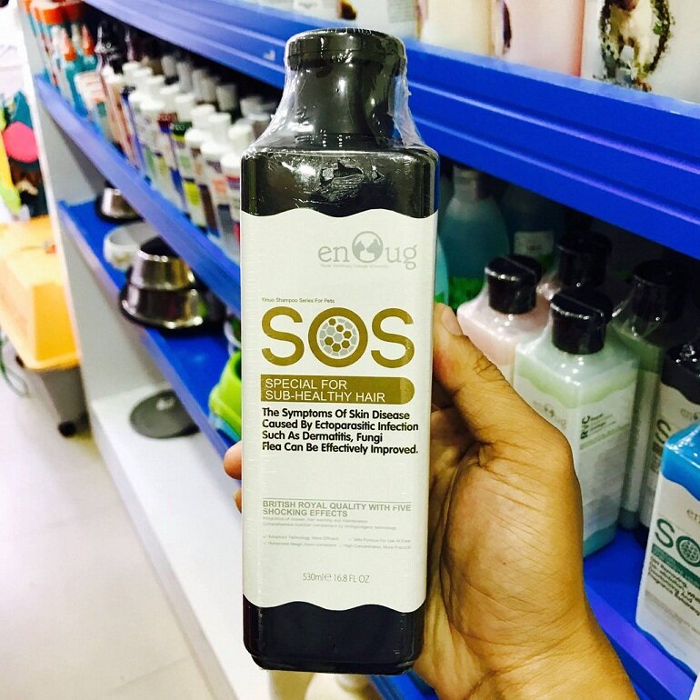 Black shampoo for dogs with SOS dermatitis originates from Taiwan