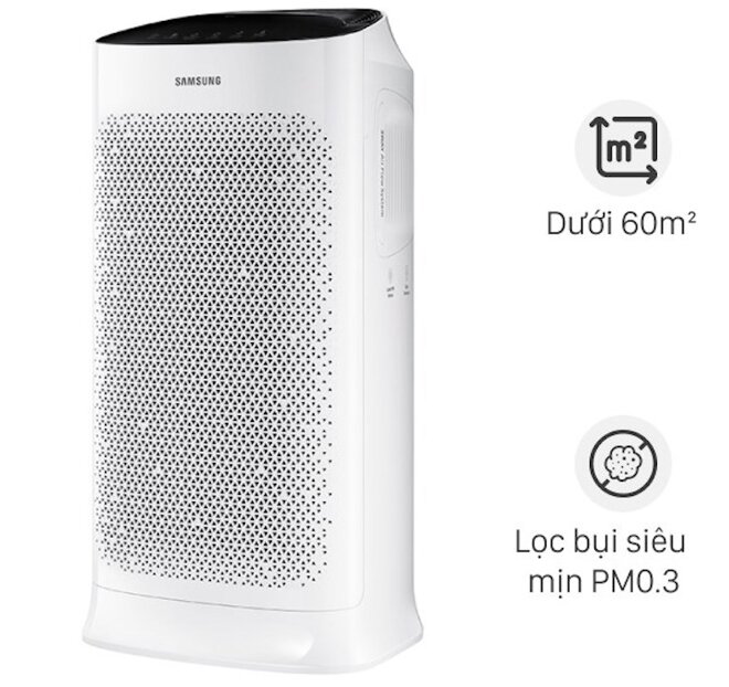 Máy lọc không khí Samsung AX60R5080WD/SV (60m2) được trang bị công nghệ thổi gió 3 chiều cho phạm vi lọc đến 60m2.