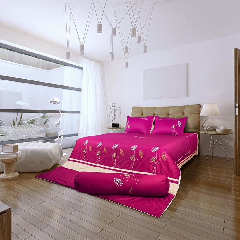 Gam hồng ấm áp giúp làm sáng cả không gian phòng ngủ