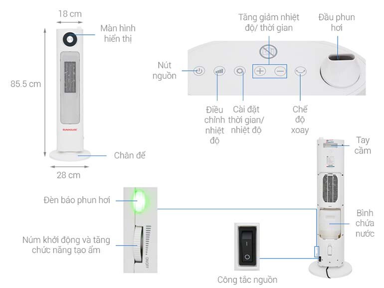 Máy sưởi điện Sunhouse SHD7075