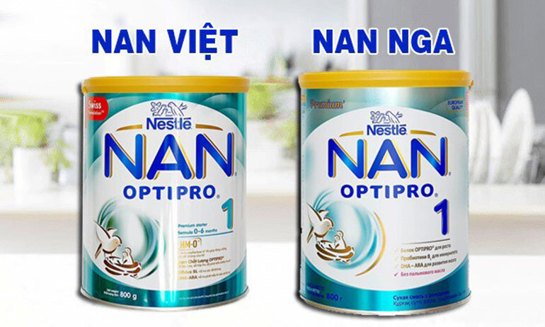Sữa NAN 1 có 2 loại là sữa NAN Nga và sữa NAN Việt