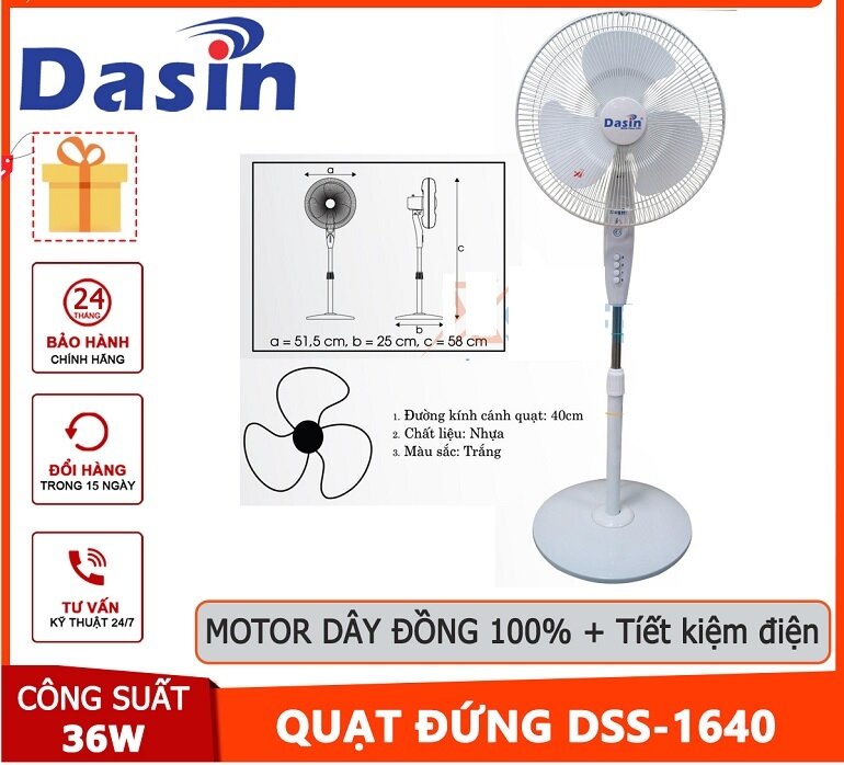 Chất lượng quạt CNF Dasin đứng DSS-1640 được đánh giá cao