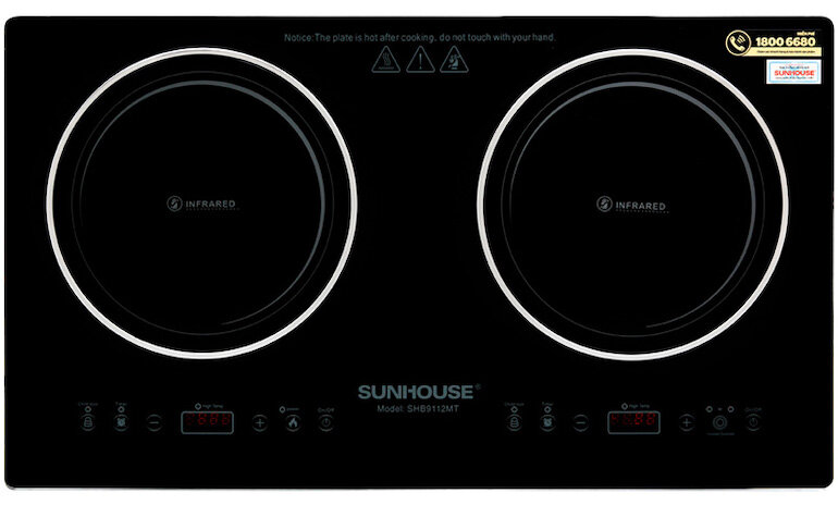 Kích thước tiêu chuẩn của sản phẩm bếp hồng ngoại đôi lắp âm Sunhouse SHB9112MT