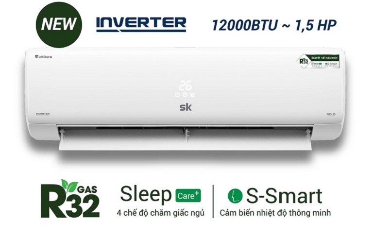 Điều hòa Sumikura Inverter 12000 BTU 1 chiều APS/APO-120/GOLD gas R-32 2 điều hòa Sumikura 9.000BTU 1 chiều inverter APS/APO-092/GOLD