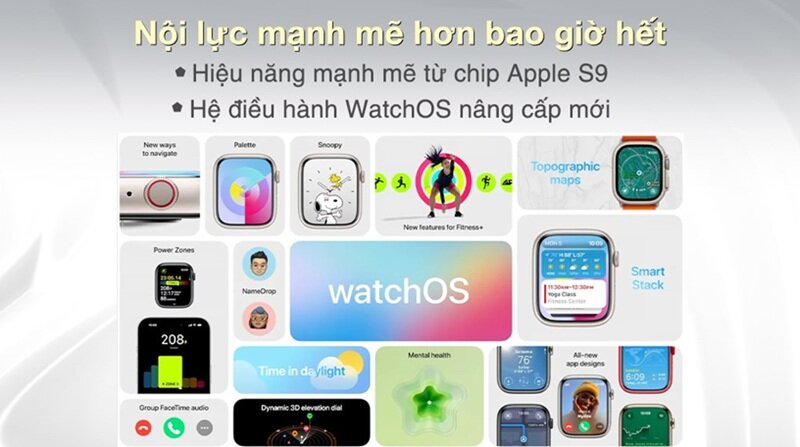 Đồng hồ thông minh Apple Watch S9 LTE 45mm viền thép không gỉ dây thép