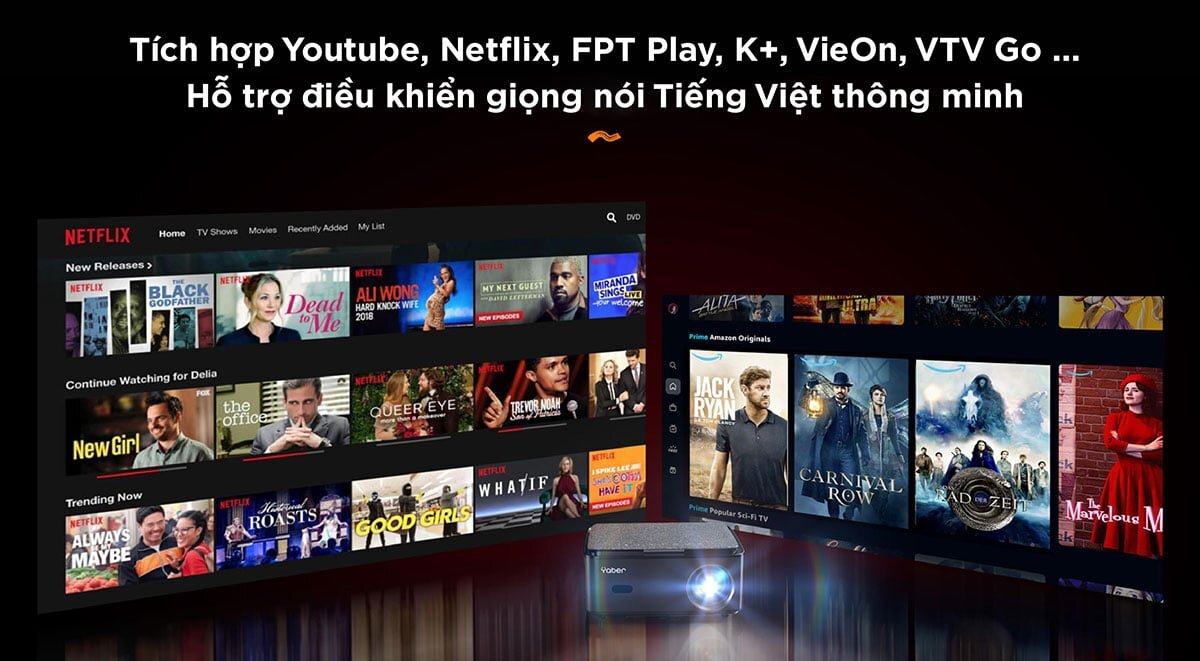 Máy chiếu Yaber tích hợp ứng dụng Youtube Máy chiếu Yaber