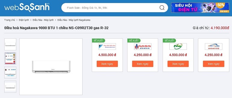 Điều hoà Nagakawa 9000 BTU 1 chiều NS-C09R2T30 gas R-32 4 Giá điều hòa Nagakawa 9000BTU 1 chiều NS-C09R2T30 rất phải chăng