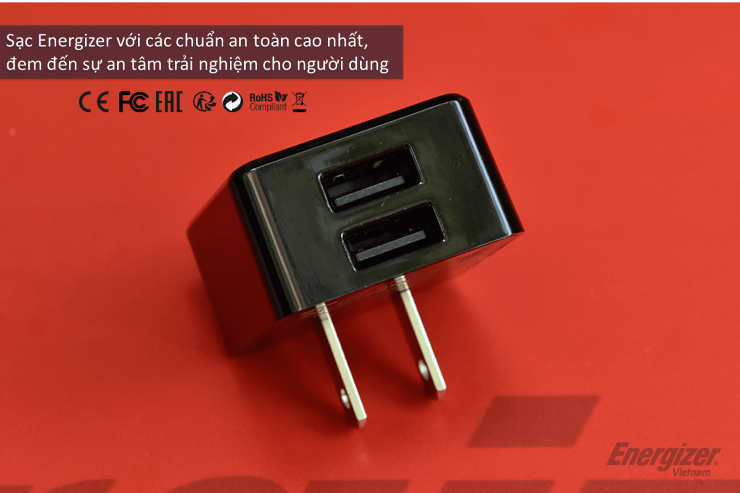 Sạc Energizer 2 cổng USB, Kèm Cáp Micro USB - ACA2BEUHMC3