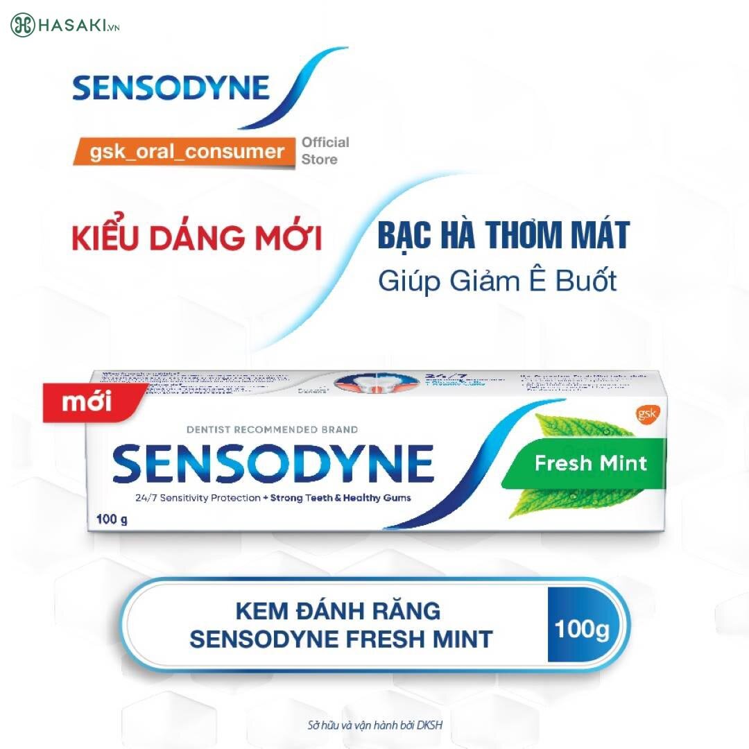 Kem Đánh Răng Sensodyne Fresh Mint - Bạc hà thơm mát & Giúp giảm ê buốt