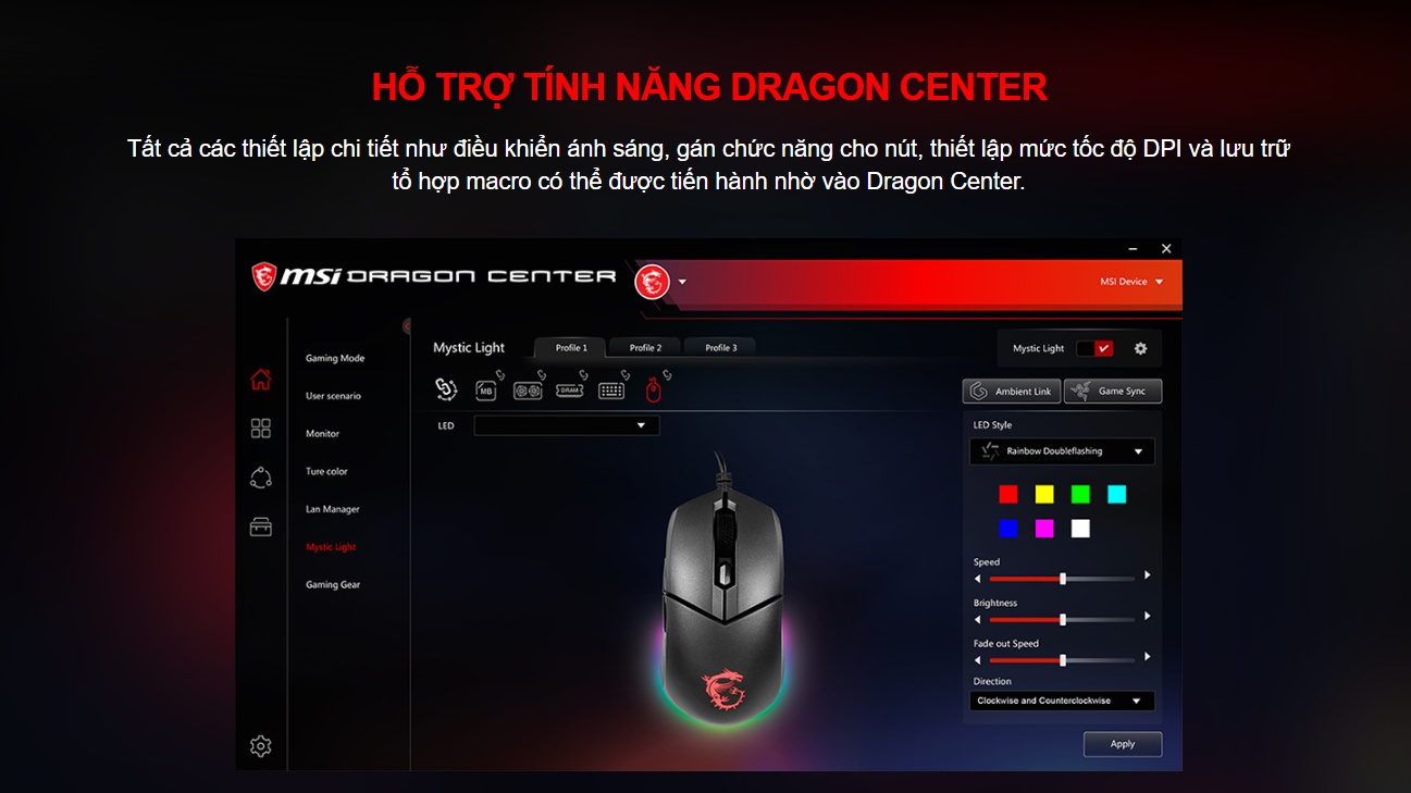 Chuột game MSI Clutch GM11 đen (USB/RGB) 7