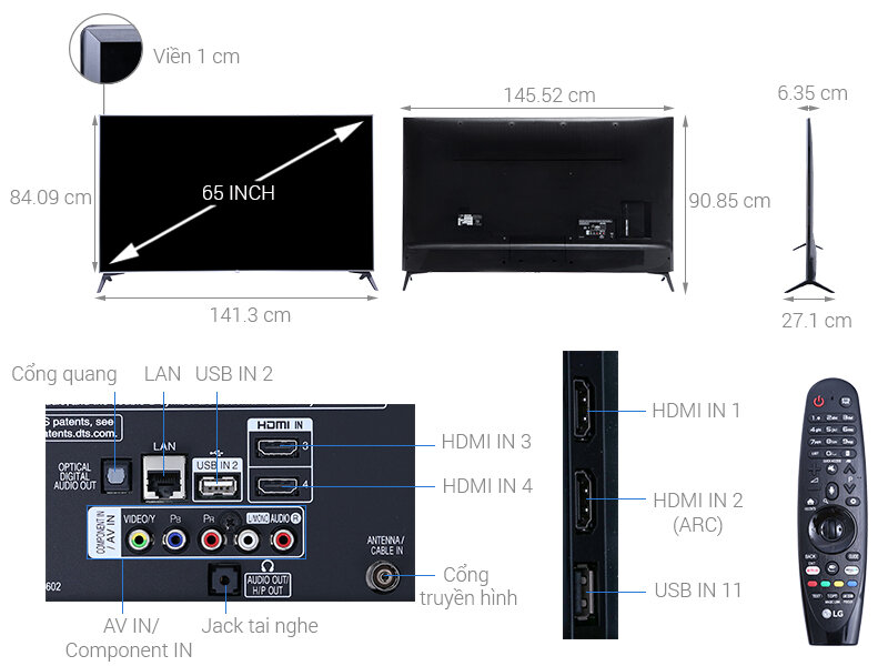 Smart Tivi LG 4K 65 inch 65UJ750T