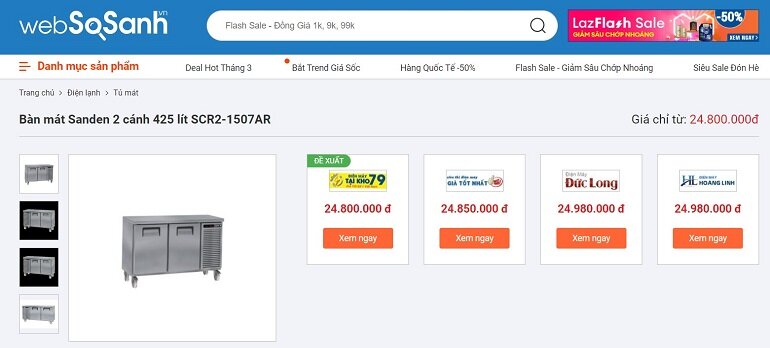 Giá bàn mát Sanden Intercool SCR2-1507AR bao nhiêu tiền?