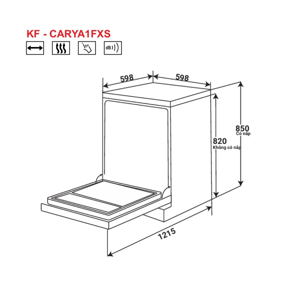 Bản vẽ kỹ thuật máy rửa chén độc lập KAFF KF - CARYA1FXS