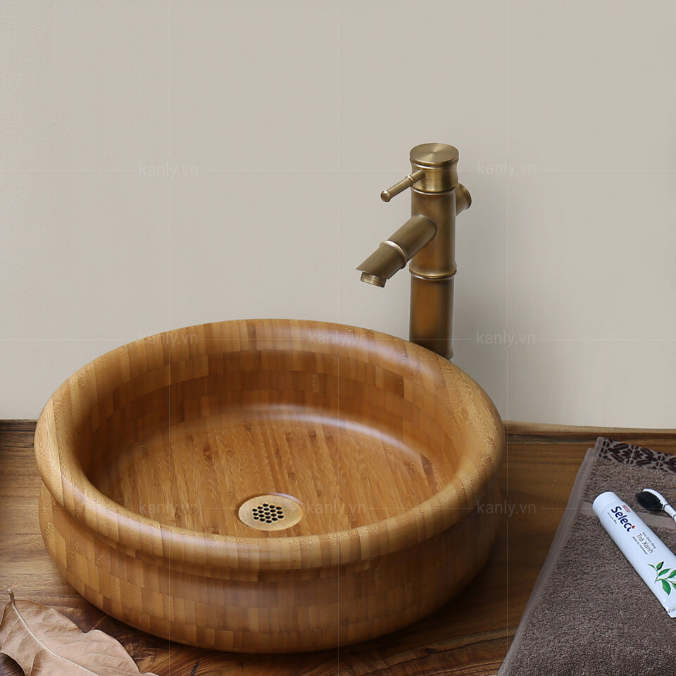 Chậu lavabo bằng gỗ tre Kanly LTE51