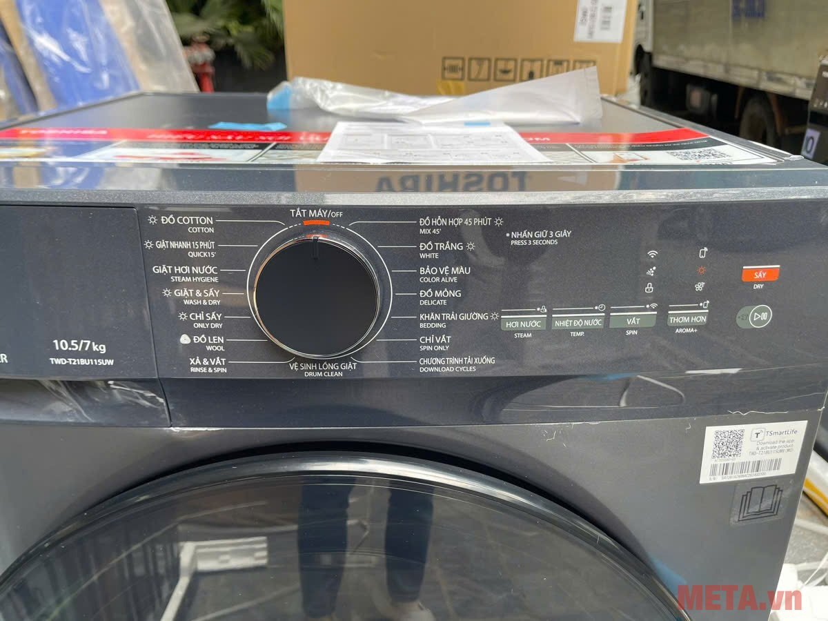 Máy giặt sấy Toshiba Inverter TWD-T21BU115UWV(MG) có bảng điểu khiển cảm ứng dễ sử dụng