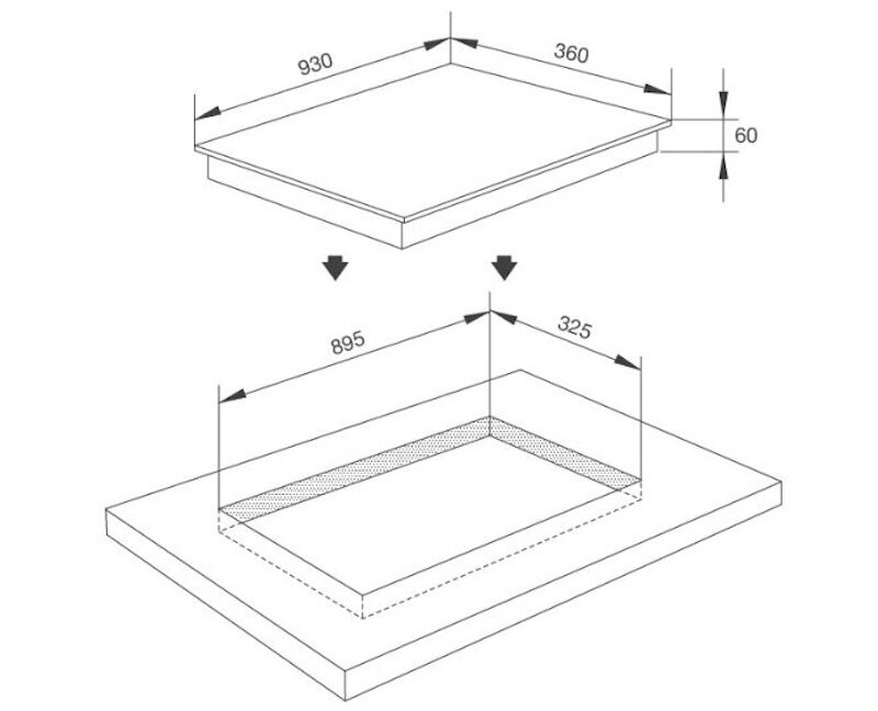 Kích thước lắp đặt bếp từ hồng ngoại Malloca MH-04IR 