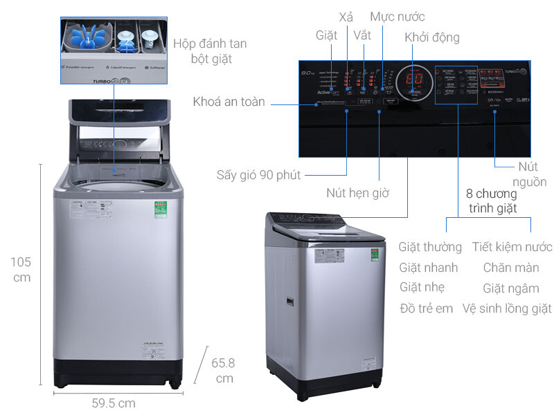 Máy giặt Panasonic 9kg NA-F90V5LMX Máy giặt Panasonic 9kg NA-F90V5LMX