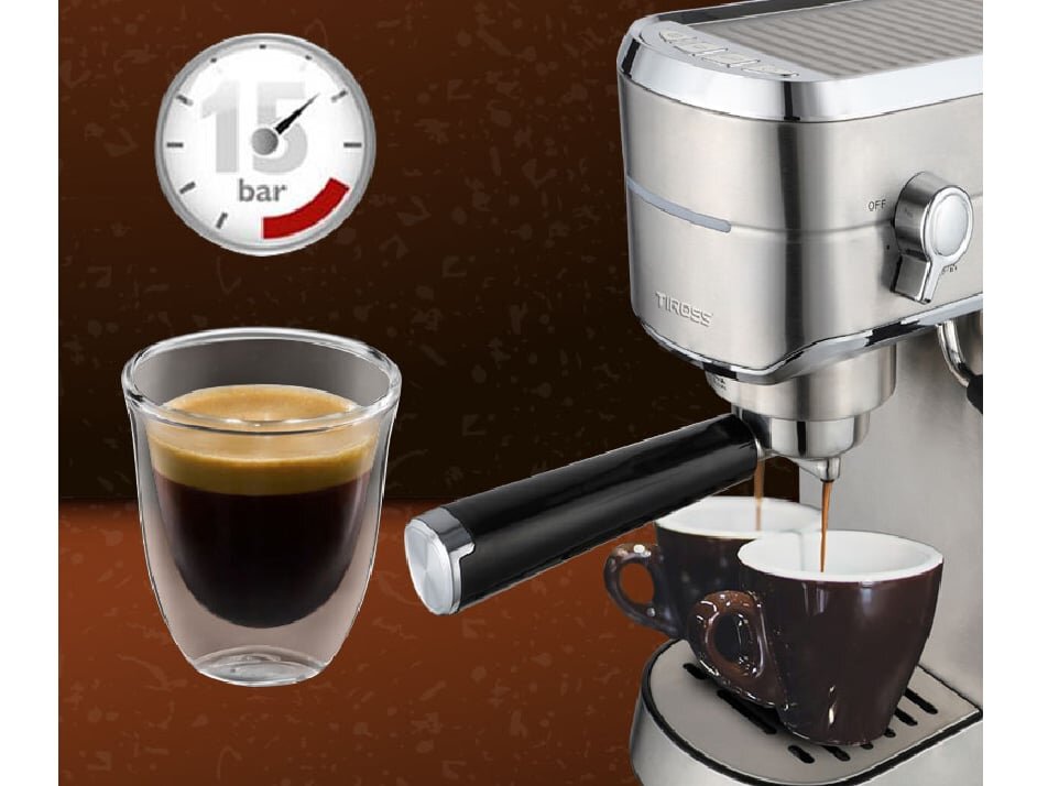 Máy pha cà phê Espresso Tiross TS6212 có áp lực 15 bar Máy pha cà phê Espresso Tiross TS6212 có áp lực 15 bar