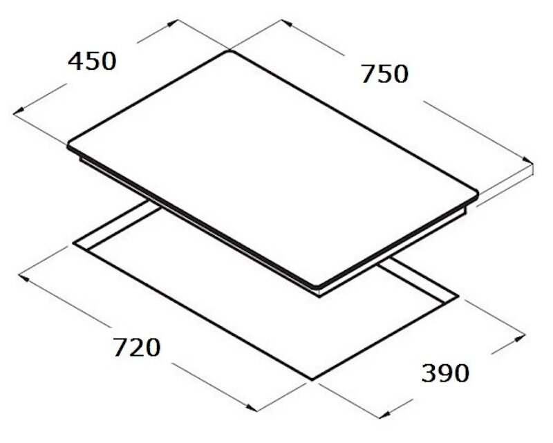 Kích thước lắp đặt bếp từ ba Chefs EH-IH534