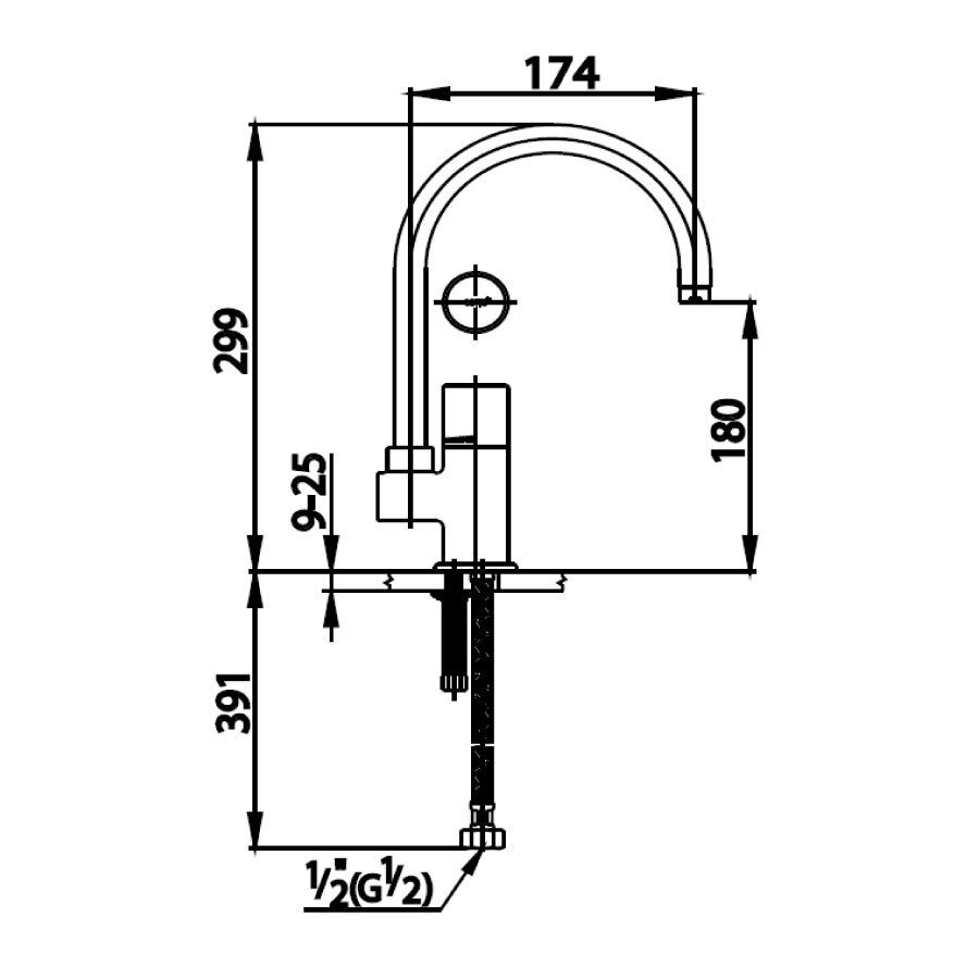 Bản vẽ kỹ thuật vòi bếp COTTO nóng lạnh CT2064