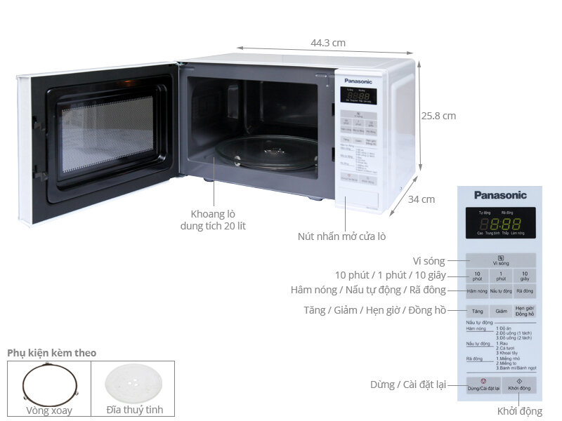 Lò vi sóng Panasonic PALM-NN-ST253WYUE 20 lít