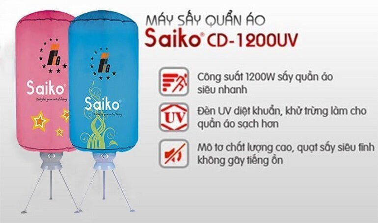 máy sấy quần áo giá rẻ saiko cd-1200uv