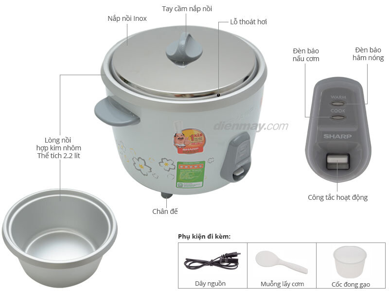 Nồi cơm điện Sharp 2.2 lít KSH-222V