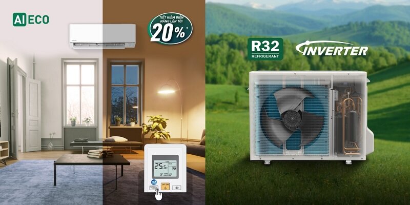 Điều hoà Panasonic Inverter 24000 BTU 1 chiều CU/CS-RU24AKH-8 tiết kiệm điện vượt trội\