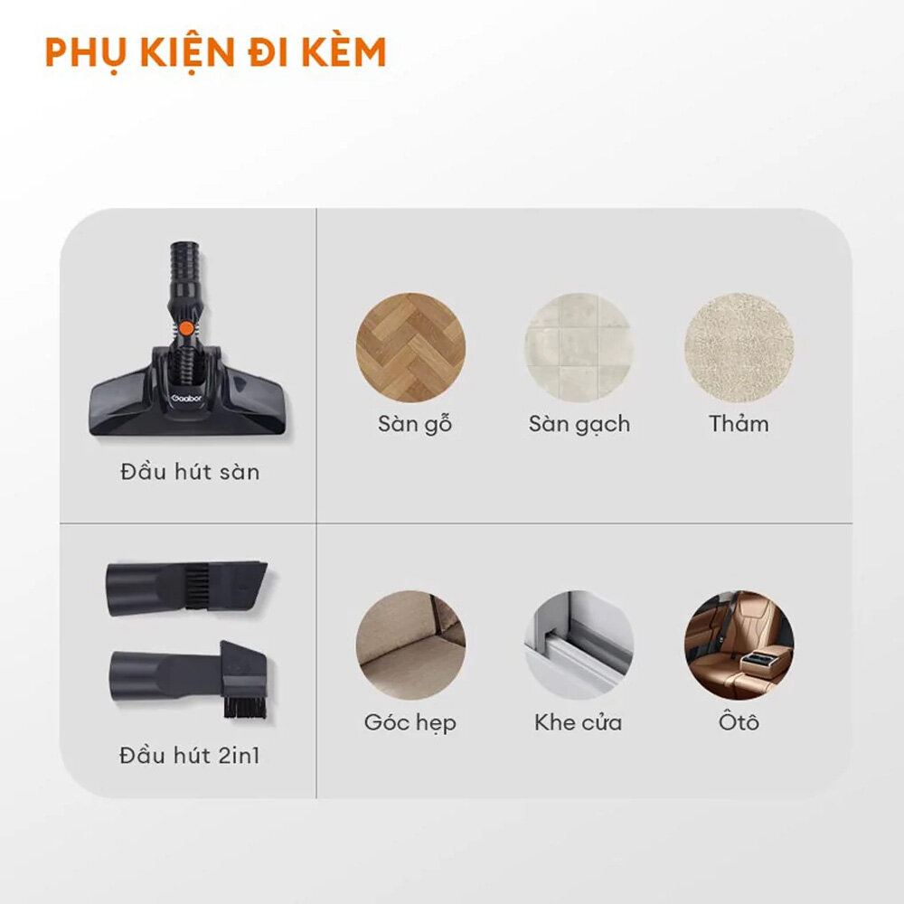 Phụ kiện đi kèm máy hút bụi Gaabor VCW16M-BK01A