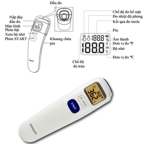 Nhiệt kế hồng ngoại đo trán OMRON MC-720 Nhiệt kế hồng ngoại đo trán OMRON MC-720
