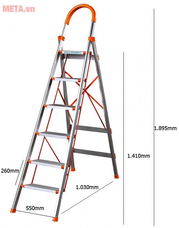 Thang nhôm ghế bản to 6 bậc Advindeq ADS-706
