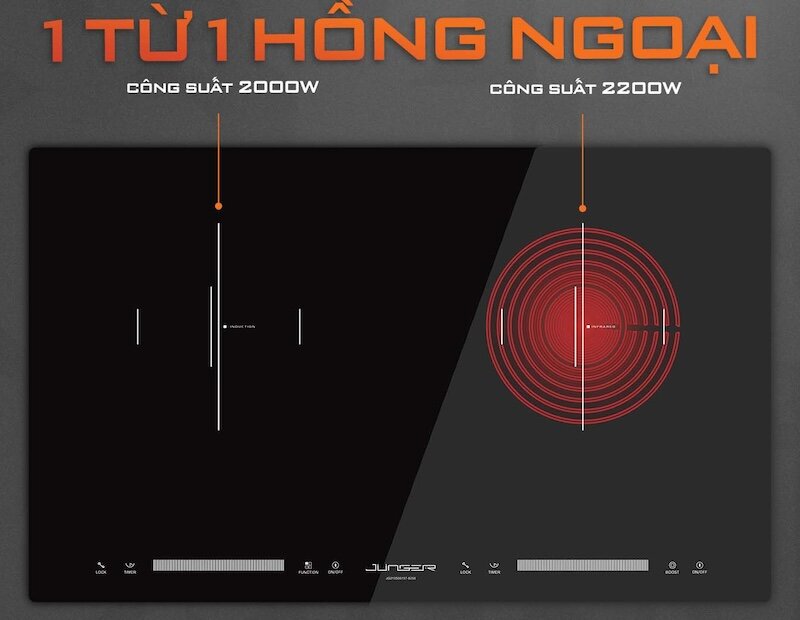 Chức năng gia nhiệt nhanh Booster trên bếp từ hồng ngoại Junger CEJ-203-IF