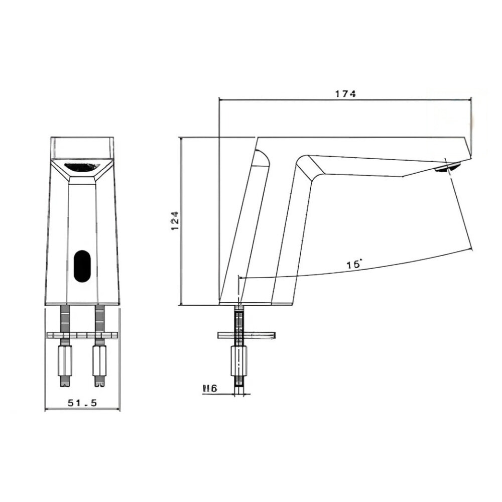 Bản vẽ kỹ thuật vòi chậu lavabo nóng lạnh Viglacera VG1028.1