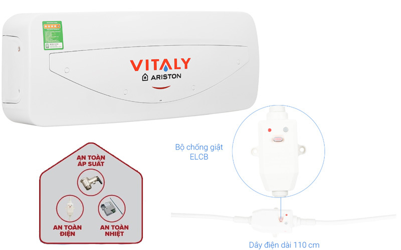 Bình nóng lạnh Ariston 20 lít Vitaly 20 Slim Bình nóng lạnh Ariston 20 lít Vitaly 20 Slim