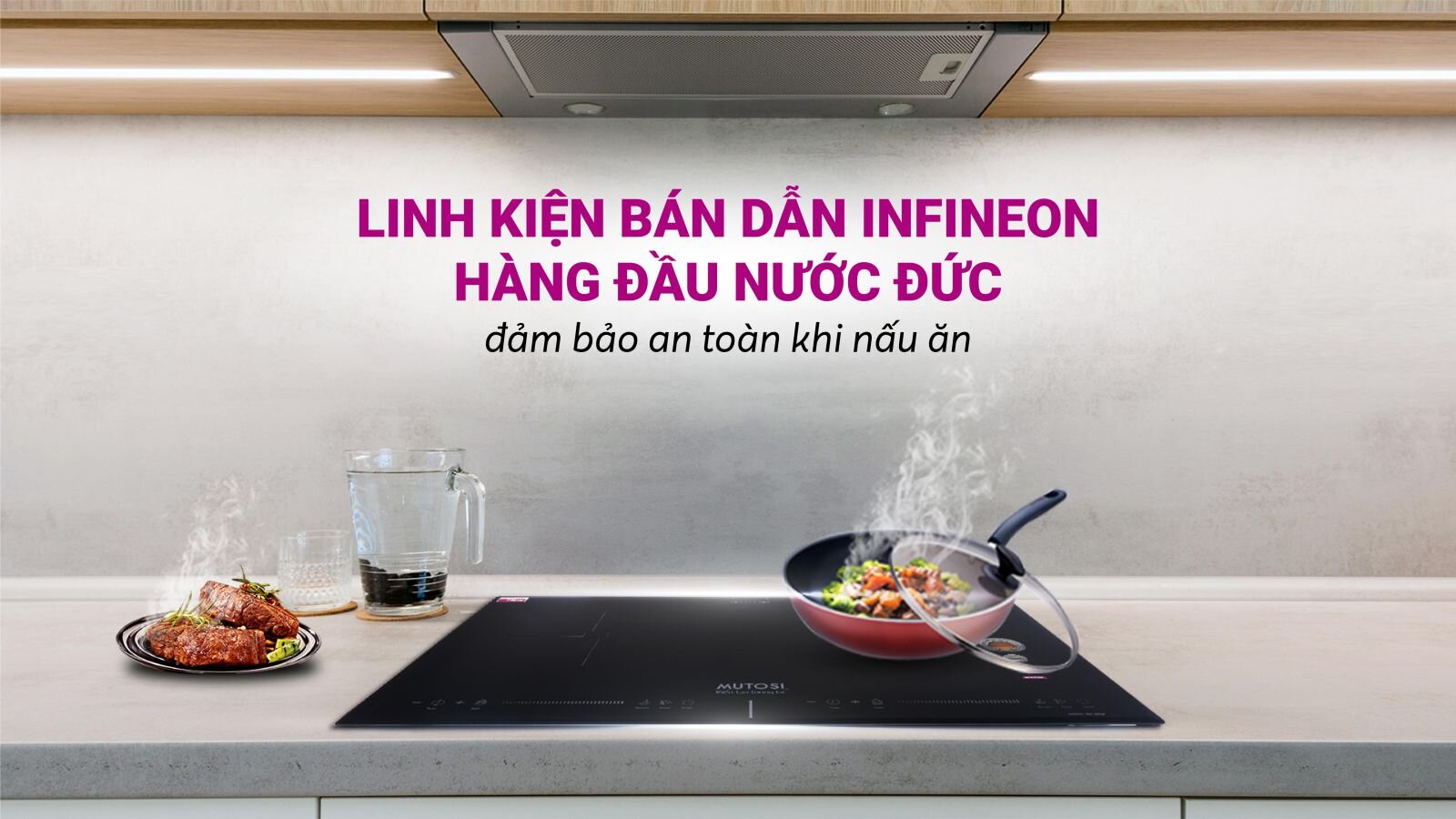bếp từ Mutosi MI-86D còn được sử dụng linh kiện bán dẫn (IGBT) Infineon hàng đầu của Đức