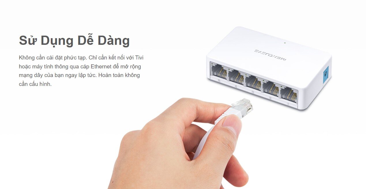 Switch Chia Mạng Mercusys MS105 (5 Cổng 10/100Mbps vỏ nhựa)