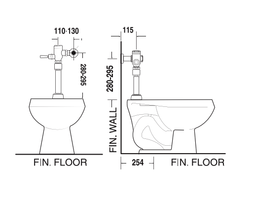 Bản vẽ kỹ thuật van xả bồn cầu American Standard 13L WF-9858