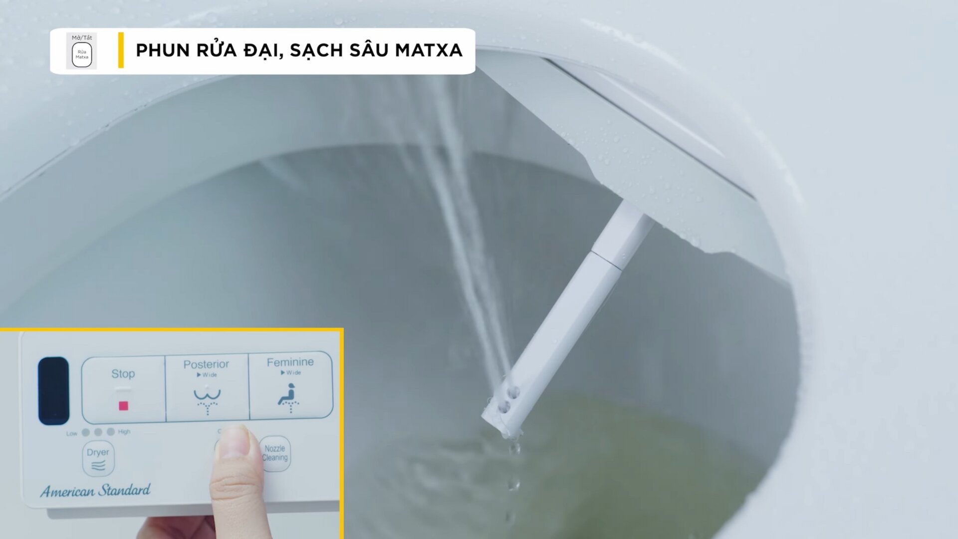 Bồn cầu điện tử American Standard New AeroZen WP-5017 tính năng phun rửa đại, sạch sâu matxa