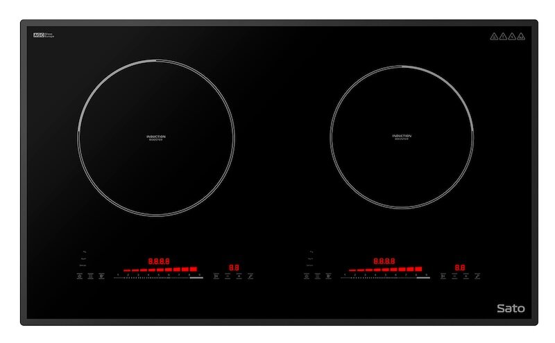 Bếp điện từ đôi Sato SIH944 N9 sử dụng mặt kính cường lực của Đức (ảnh: sato).